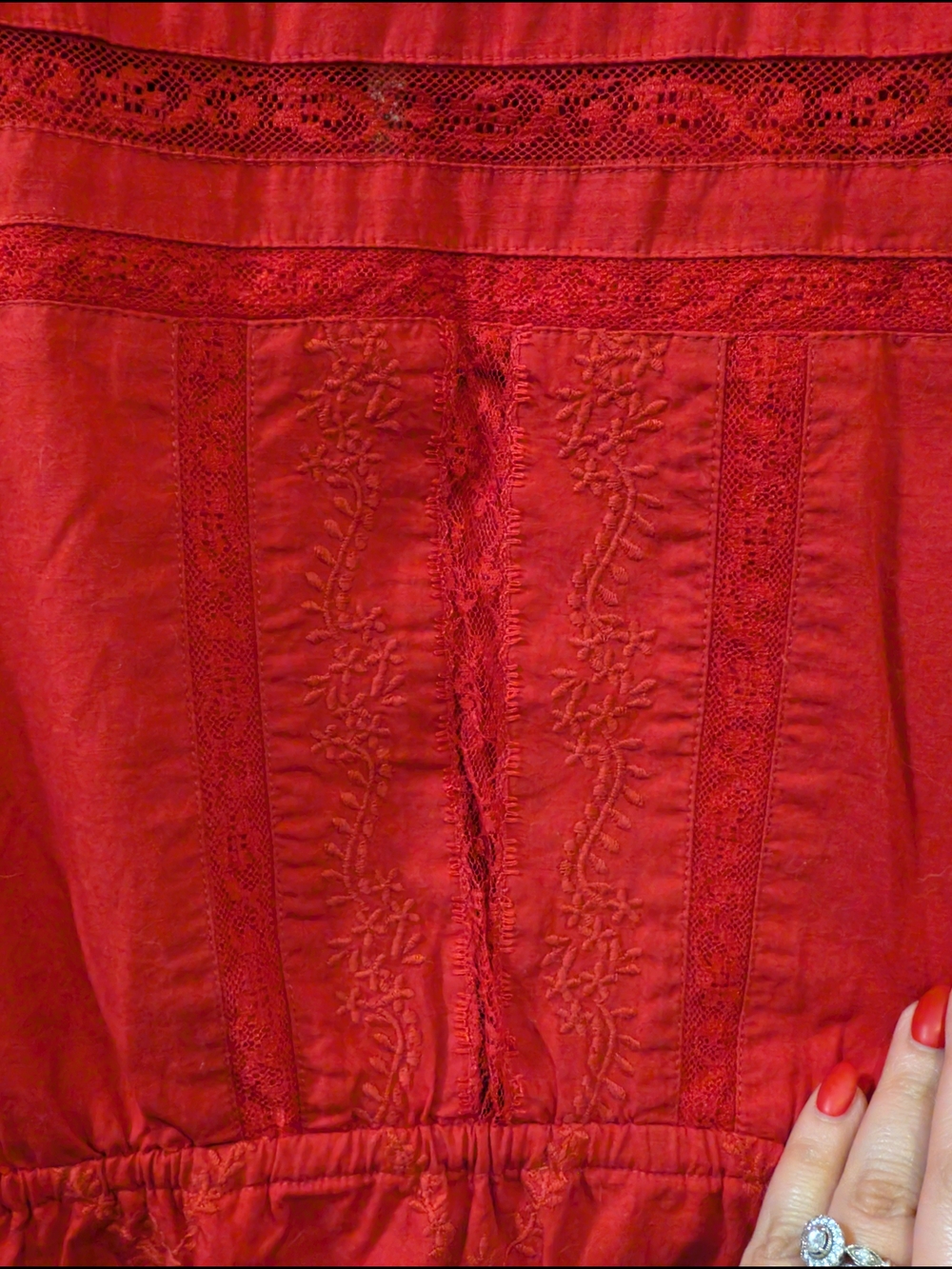 🤍🌹✨ Damson Madder Clancy Mini Dress w/Puffed Sleeves and Lace Trim Details W12 - Picture 5 of 16